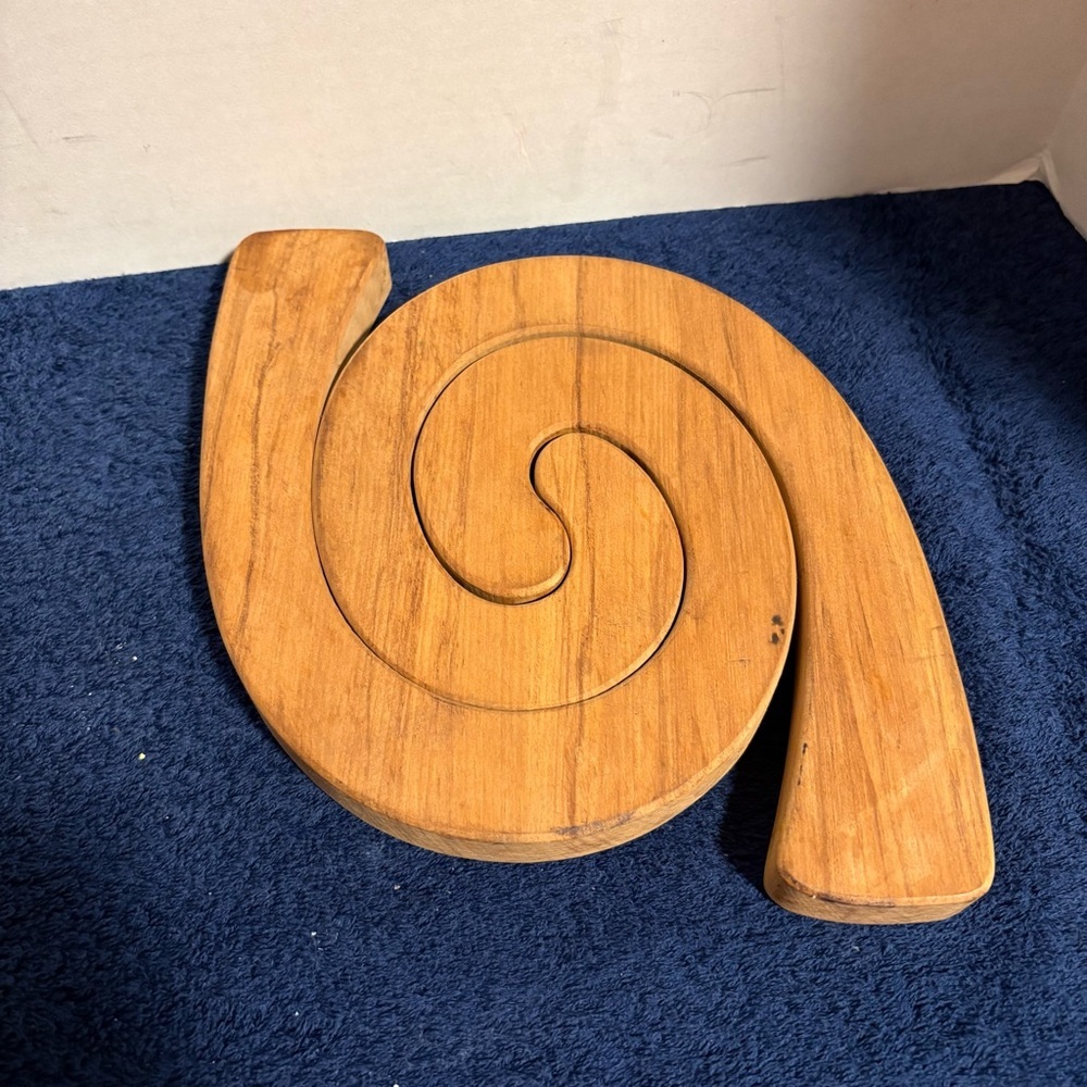 Traditional Style 8” Rimu Wood Koru Trivet or Table Mat - 2 Piece 3/4” Thick